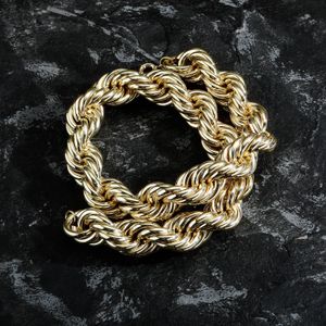 32mm/20mm Hip Hop Miami lien cubain chaîne collier corde chaîne 14k véritable plaqué or cuivre collier bijoux pour hommes