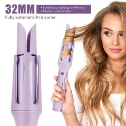 32 mm Big Wave Automatic Hair Curler Auto Rotation Rotation Ceramic Wand Professional Curling Iron Waver Styling Styling Tools 240506