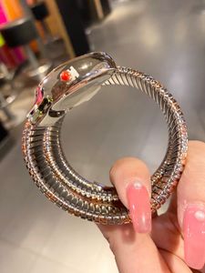 La taille de 32mm de la montre pour femme adopte la forme de serpent à double contour, mouvement à quartz importé, lunette en diamant 280I