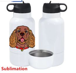 32oz sublimatie waterfles voor honden Grote 32oz geïsoleerde waterfles met reizen Hondenwaterbak Voerbak Hondenreiswaterfles Draagbare hondenbak