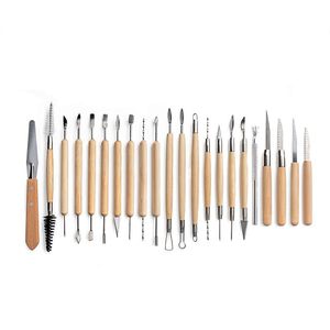 32pcs Arts Crafts Clay Sculpting Tools Pottery Carving Tool Kit Pottery Ceramics Ceramics Ceramics Houten handle Modellering Klei gereedschap Set