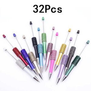 32pcs Diamond Bead Pen DIY Beadable Balpennen Student Briefpapier Pennen Schrijfpen School Kantoorbenodigdheden 240319