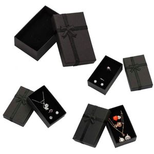 32 pièces boîte à bijoux 8x5 cm collier noir pour bague cadeau papier emballage de bijoux Bracelet boucle d'oreille affichage avec éponge 210713229b