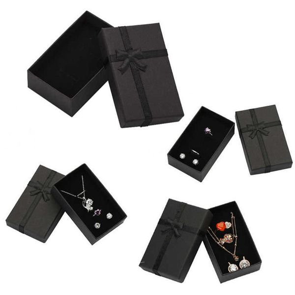 32pcs boîte à bijoux 8x5cm collier noir pour bague cadeau papier bijoux emballage bracelet boucle d'oreille affichage avec éponge 210713186v
