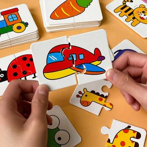 32 Uds. Juego de cartas Montessori para niños pequeños, rompecabezas de educación temprana, rompecabezas de dibujos animados, juguetes de inteligencia, forma de Color, regalo de entrenamiento cognitivo