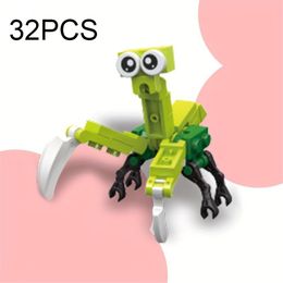 32pcs Praying Mantis Building Blocks Conjunto de juguetes Lindo animal Mini series de insectos Asamblea Ladrillos Juguetes Regalos de Navidad