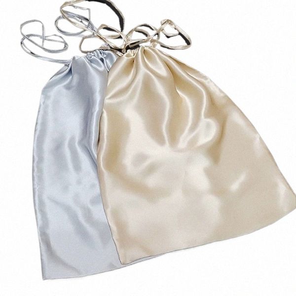 32x50cm Sac de cordon de satin de soie de luxe avec des glands Bundles de cheveux Perruques Sacs d'emballage de maquillage Bijoux Emballage cadeau d8GK #