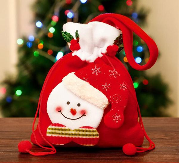 33 * 20 cm Regalos de Navidad de alta calidad Bolsa de dulces Bolsas de regalo de Papá Noel portátiles Bolsas de manzana delicadas para niños Suministros de decoraciones navideñas para el hogar