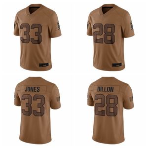 33 Aaron Jones 28 A. J. Dillon Green''bay''packers''hommes femmes jeunes 2023 salut au service maillot de football limité