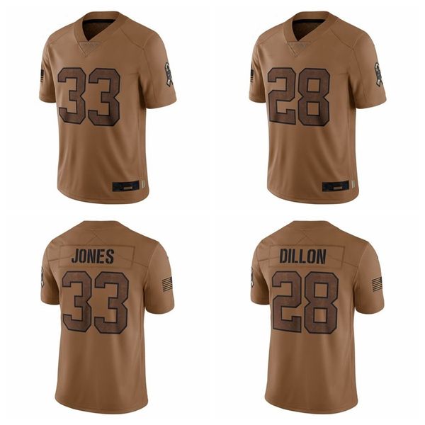 33 Aaron Jones 28 A. J. Dillon Greenbaypackersmen Women Youth 2023 Salute to Service Limited Football Jersey