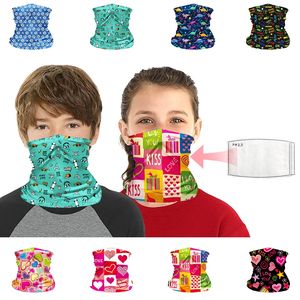 33 Kleuren Bandana Sjaal Multi-Purpose Neck Gainer Protection Gezichtsmasker zonder filter Kinderen Kinderen Creatieve Cartoon Hoofdband M2614