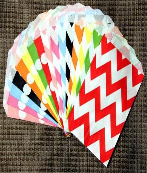 33 Designs Middy Bitty Flat Paper Craft Sacs Cadeau Sacs de faveur Party Food Paper Sac Chevron Treat Craft Paper Popcorn Sacs KD17108265