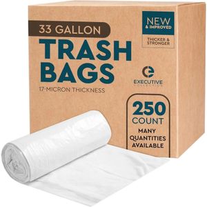 Sacs poubelles de 33 gallons - 250 comptes - 33 x 40 Sacs à ordures en plastique transparent hauts canettes - produits de nettoyage pour la maison 240416