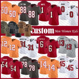 Personalizado 13 Mike Evans Baker Mayfield Jersey de fútbol Antoine Winfield Jr Devin Rachaad Blanco Chris Godwin Lavonte David Vita Vea Tom Brady Mike Alstott Derrick Brooks