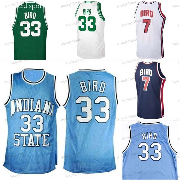 33 Larry Jerseys Indiana State Sycamores 1992 Basketball Team 7 Bird Blue White Green Mens Ed Jerseyss Classic