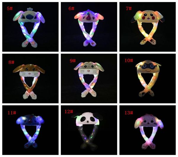 33 styles LED LED LUCTRE CATTOn Carton de dessin animal pour lapin pour lapin Bunny Oreille Moving Chapeaux Light Adult Kids Christmas hiver chaud Chapeaux 6638431