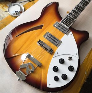 330 6 Strings Vintage Sunburst Electric Guitar Semi Hollow Body R Tailerpiece, Rosewood Benebord, 5 Knoppen, Triangle Pearl Inlay