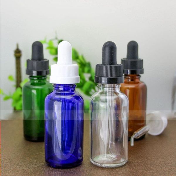 330pcs Ambre Vert Clair Bleu Flacon compte-gouttes en verre 30ML Bouteilles d'huile essentielle vides 30ml Mini E Bouteille en verre liquide avec bouchon à l'épreuve des enfants Fsjn