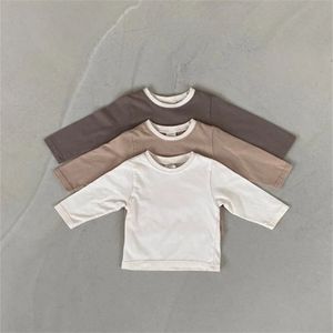 3327a baby bodem shirt herfst Koreaanse lange mouw solide kleur baby jongens t-shirt all match girls bodem shirt tops 240423