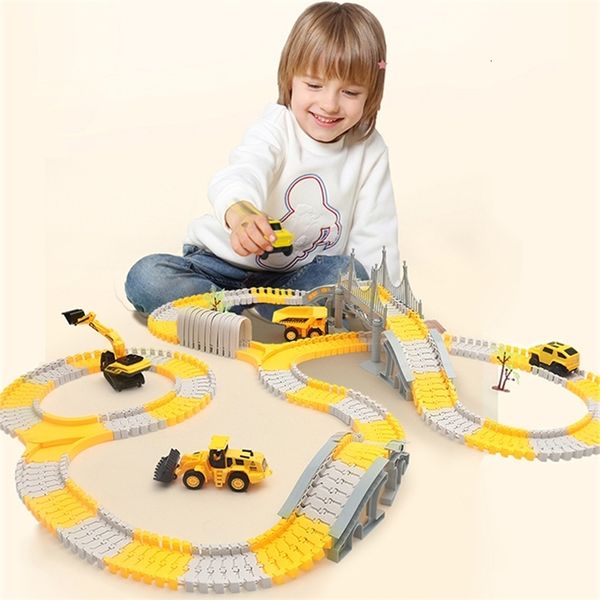 333pcs DIY Toys éducatifs mini-voitures et trains sets des enfants de la voie ferrée des enfants