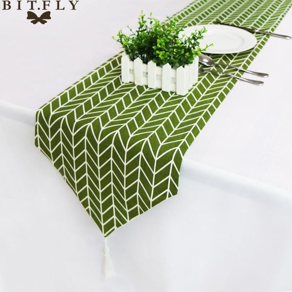 33cm * 180/210/250 cm 3 Taille Table Runner Moderne Arbre Vert Fête de Noël Décoration de mariage Artisanat Lin Coton Table Runner Y200903