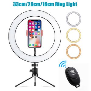 33cm / 26cm / 16cm USB LED Selfie Ring Licht met Tripod Dimbare Photography Lighting Ringlight voor Smartphone YouTube VK Video