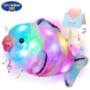 33cm LED musical Rainbow Fish Light-up cantando juguetes peluches animales muñeca de peces regalos de cumpleaños para niños luminoso 231222