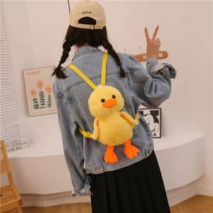 33 cm Petit Canard Jaune En Peluche Sac À Dos Kawaii Animal En Peluche Sac Dessin Animé Mignon Cartable Doux Filles Cadeaux Pour Enfants 240223