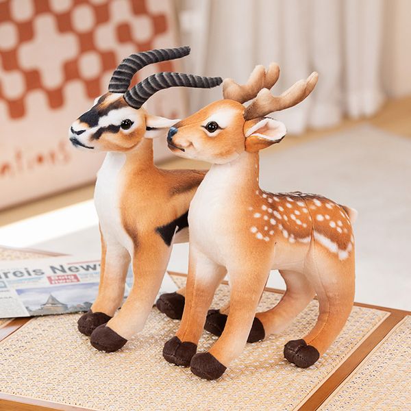33 CM belle Simulation fauve antilope jouets en peluche vraie vie Animal sauvage poupée en peluche doux enfants enfants anniversaire décor cadeau