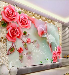 33D jade sculpté rose vignes TV décoration murale peinture murale 3d papier peint 3d papiers peints pour tv toile de fond 9045349