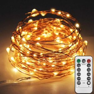 33ft 100LED Multi-Color Copper Wire String Lights Fairy String Lights 8 Modes LED String Lights USB Powered with Remote Control