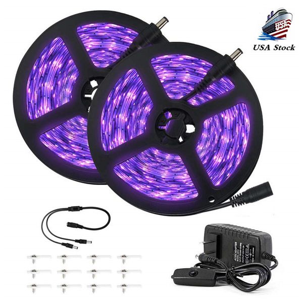 Bande de lumière noire UV de 33 pieds, lumière noire Flexible 12V avec 600 unités de perles de lampe Uv, ruban de lumière noire LED de 10M, lumière de vacances