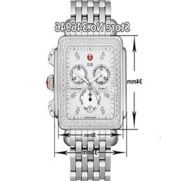 33 mm Michele Signature Déco Diamond Chronograph Mother of Pearl Ladies Quartz Watch 218T