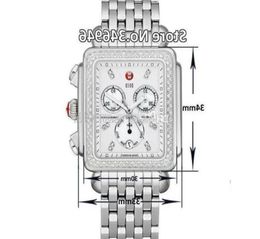 33 mm Michele Signature Deco Diamond Chronograph Moeder van Pearl Ladies Quartz Watch7323944