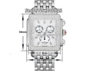 33 mm Michele Signature Deco Diamond Chronograph Moeder van Pearl Ladies Quartz Kijk 225k