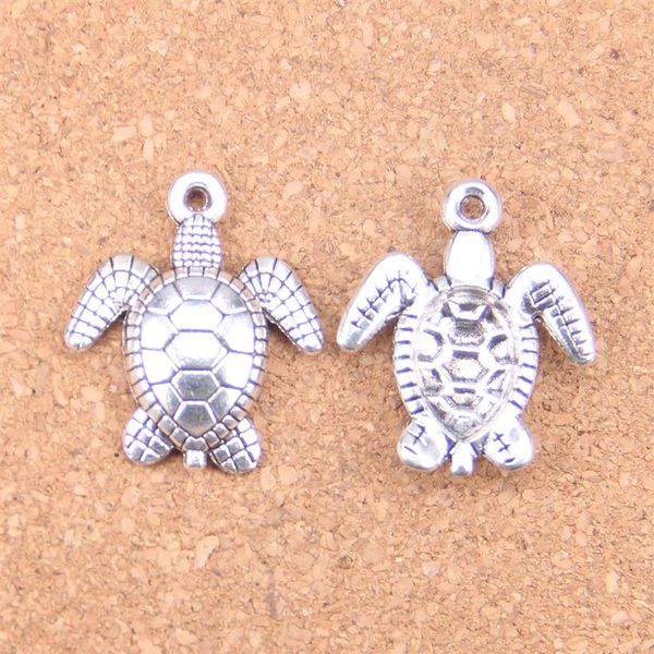 33 pièces Antique argent Bronze plaqué tortue tortue de mer pendentif à breloques collier à faire soi-même Bracelet résultats de Bracelet 26 23mm202T