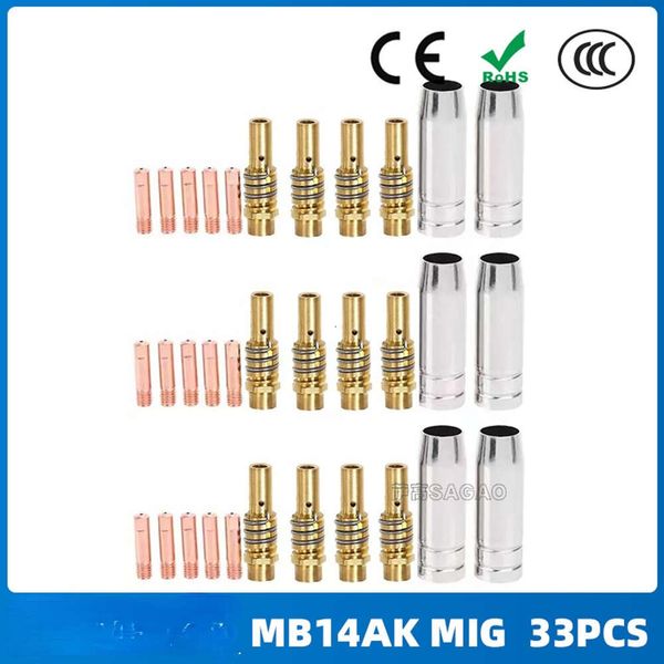 Accessoires pour pistolet de soudage secondaire MB15AK Mig, 33 pièces, buse conductrice de Protection contre les contacts MB15