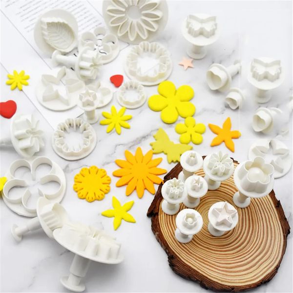 33 unids émbolo cortador de fondant herramientas de pastel molde de galletas molde de galletas DIY artesanía 3D juegos de utensilios para hornear postre fabricante 240226