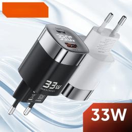 Cargador USB C GaN de 33W, pantalla Digital PD, carga rápida para iPhone 13, 12 Max Pro, iPad, Xiaomi Poco, Samsung