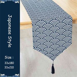 33x210 cm lin coton chemin de Table avec glands pour manger rétro Style japonais tissu décor à la maison TV armoire couverture 210628