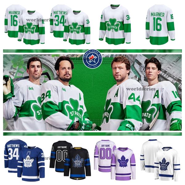 34 Maillot de hockey Auston Matthews 16 Mitchell Marner 