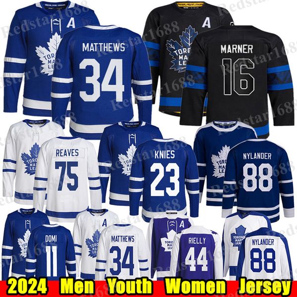# 34 Auston Matthews Toronto Maple Hockey Jersey # 16 Mitchell Marner William Nylander Ryan Reaves Morgan Rielly Joseph Woll Matthew Knies John Tavares Leafs Jerseys