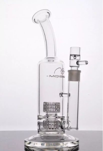 narguilés Mobius Bong Pipe à eau épaisse avec 2 Birdcage Perc Recycler Bent Neck