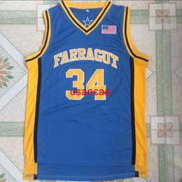 34 Kevin Garnett Jersey Farragut Academy High School Jersey College Basketball Jerseys Blue gestikte sportshirt!