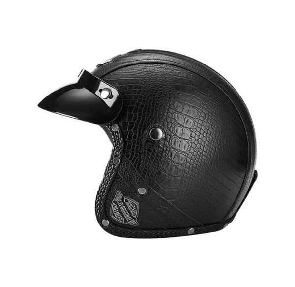 34 Casque de moto rétro Open Face Pu Leather Vintage Casco Moto Electric pour mam Women America West Cowboy Style Helmets6034409