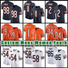 34 WALTER PAYTON 1 Justin Fields Football Jersey Chicagobearscole Kmet DJ Moore Wright Jaquan Brisker Montez Sweat Robert Tonyan Dick Butkus Darnell Mooney