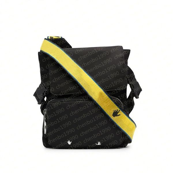 3423New 2022 Marca MINI Men Off Cinturón de lona amarillo Bolso de hombro blanco Paquete de pecho de lona Bolsas de cintura Satchel multiusos Messenger307b