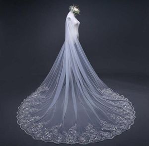 345 mètres blancs ivory Cathedral Wedding Veils Long Lace Edge Bridal Veil with peig accessoires de mariage Bride Veu Wedding Veil X08793434