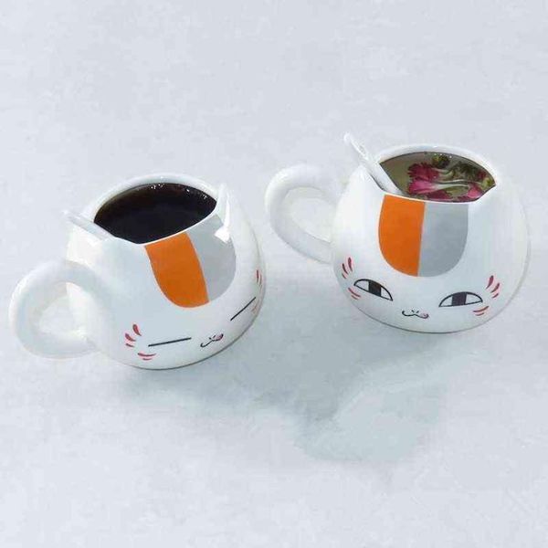 345 ml Libro de amigos creativo de Natsume Nyanko Sensei Café Cara Lindo Catroon Cerámica Gato blanco Vientre Taza de té Taza de cerámica Gif239S