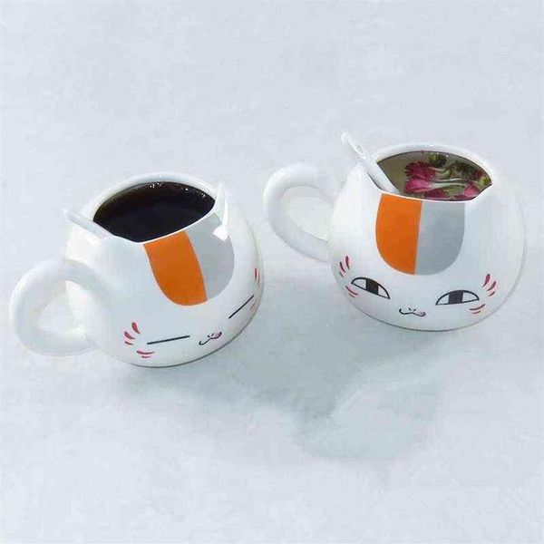 345 ml Libro de amigos creativo de Natsume Nyanko Sensei Café Cara Lindo Catroon Cerámica Gato blanco Vientre Taza de té Taza de cerámica Gif264S